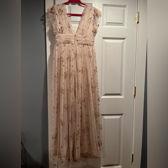 Soieblu gown size large (8/10). Pale pink with gold glitter flowers and hearts - Picture 7 of 10
